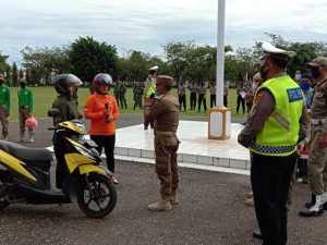 Wajib Masker, TNI Polri dan Satpol PP Morowali Gelar Simulasi.