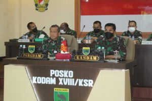 Kodam XVIII/Kasuari gelar rakor penerapan PPKM lanjutan dan vaksinasi secara virtual