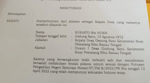 Setelah di bui, oknum Kades pencuri mobil akhirnya diberhentikan Bupati