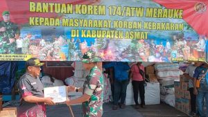 Danrem 174/ATW kirimkan bantuan logistik untuk pengungsi korban kebakaran di Kab. Asmat