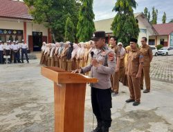 Upacara di SMPN 1 Bandar Baru , Polres Pidie Jaya Ajak Pelajar Cegah Kenakalan Remaja