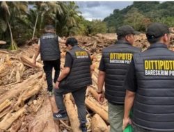 Bareskrim Polri proses kayu gelondongan yang dibawa bencana banjir Sumut